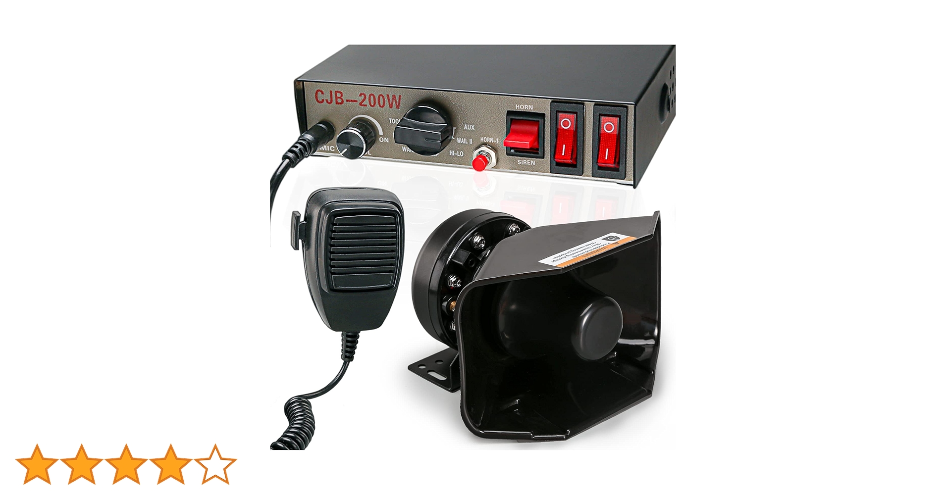 Amazon.co.jp: BooYu 12V 200W 9トーン 警察警告 緊急サイレンPA